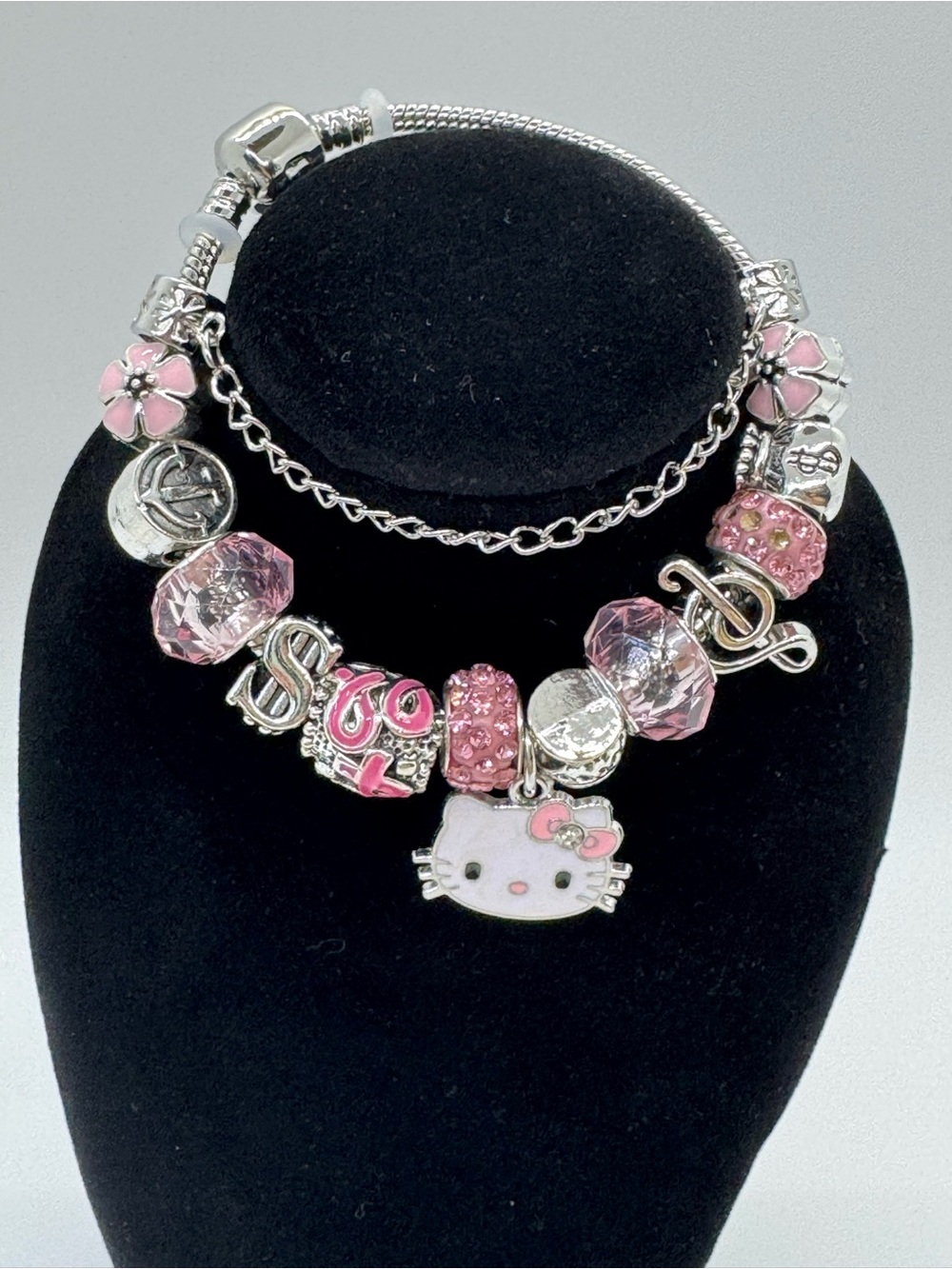 Hello Kitty Pink and Silver Charm Bracelet